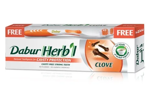 Зубна паста Гвоздика 150 г + щітка Dabur Herb'l Clove Toothpaste