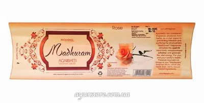 Ароматичні палички Rose 28 г Patanjali Madhuram Agarbatti Rose