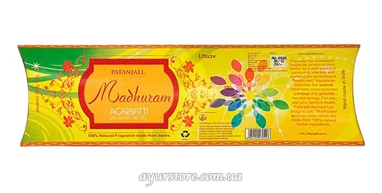 Ароматичні палички Utsav 24 г Patanjali Madhuram Agarbatti Utsav
