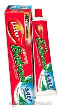 Зубна паста Супер Бабул з сіллю 100 г + щeтка Dabur Super Babool Toothpaste