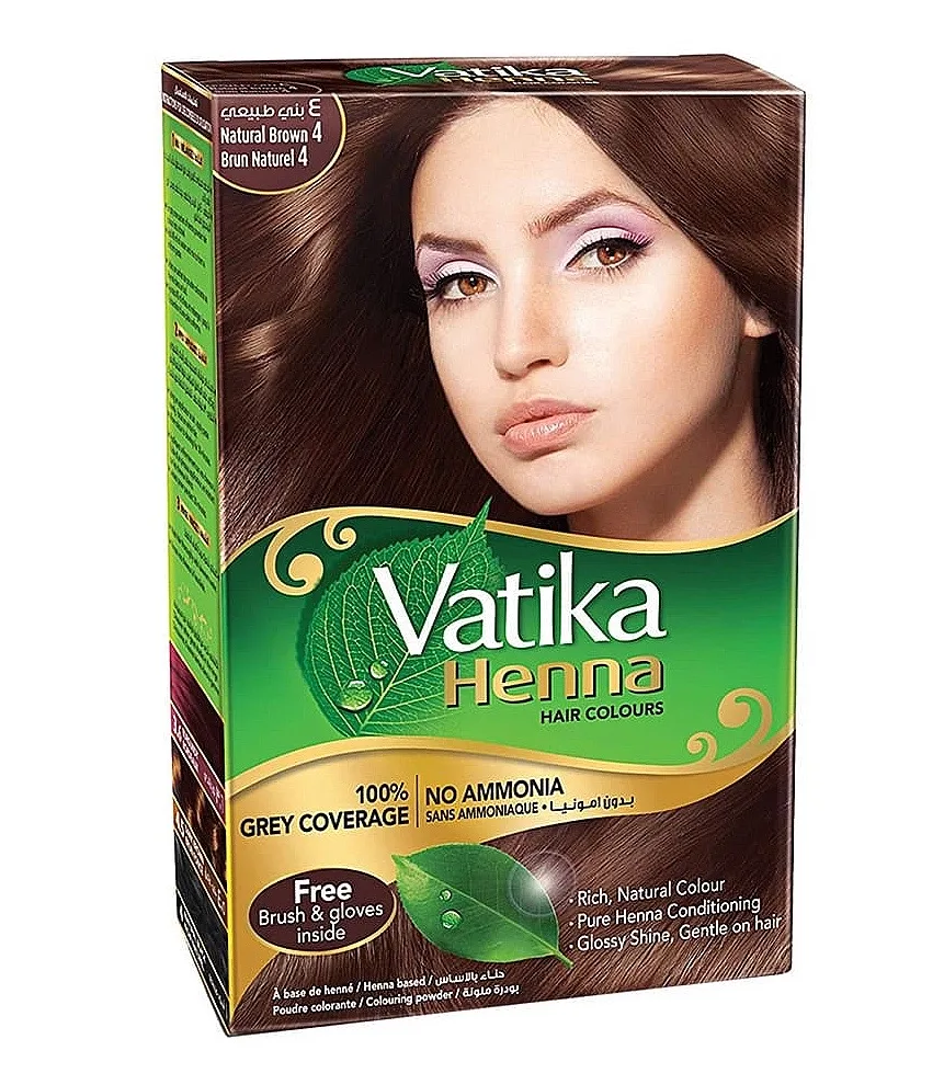 Фарба для волосся на основі порошку хни (Коричневий 4.0) 60 г Dabur Vatika Henna Hair Colours Natural Brown