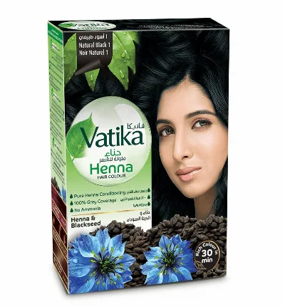 Фарба для волосся на основі порошку хни (Чорний 1.0) 60 г Dabur Vatika Henna Hair Colours Natural Black
