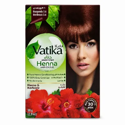 Фарба для волосся на основі порошку хни (Бордовий 3.6) 60 г Dabur Vatika Henna Hair Colours Burgundy