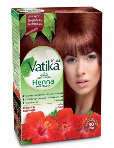 Фарба для волосся на основі порошку хни (Бордовий 3.6) 60 г Dabur Vatika Henna Hair Colours Burgundy