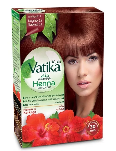 Фарба для волосся на основі порошку хни (Бордовий 3.6) 60 г Dabur Vatika Henna Hair Colours Burgundy