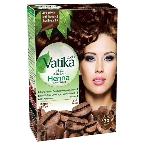 Фарба для волосся на основі порошку хни (Темно-коричневий 4.5) 60 г Dabur Vatika Henna Hair Colours Dark Brown