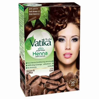 Фарба для волосся на основі порошку хни (Темно-коричневий 4.5) 60 г Dabur Vatika Henna Hair Colours Dark Brown