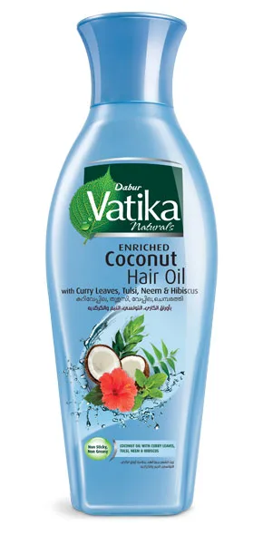 Обогащенное кокосовое масло для волос с Карри 250 мл Dabur Vatika Enriched Coconut Hair Oil with Curry Leaves