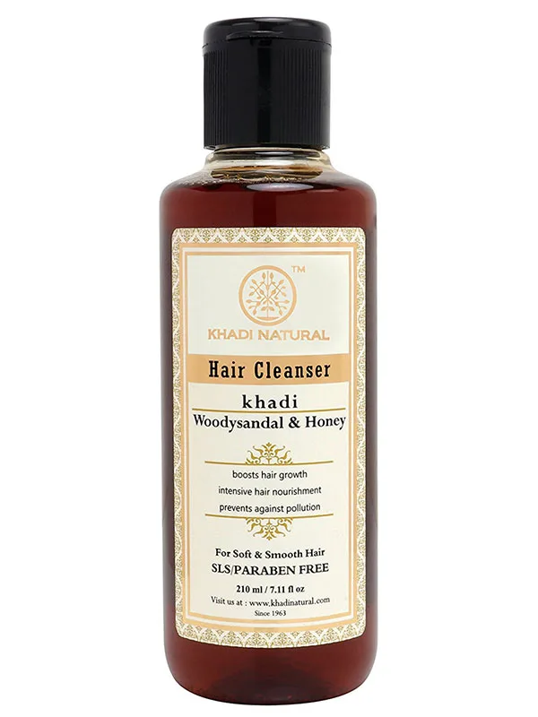 Шампунь бессульфатний Сандал і Мед 210 мл Khadi Natural Woody Sandal & Honey Hair Cleanser SLS/Paraben Free