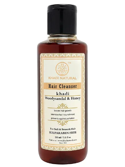 Шампунь бессульфатний Сандал і Мед 210 мл Khadi Natural Woody Sandal & Honey Hair Cleanser SLS/Paraben Free