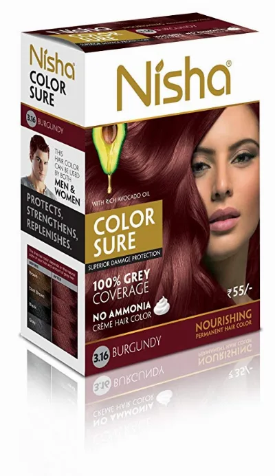 Крем-фарба для волосся безаміачна, 3.16 - бургунді 40 мл Nisha Color Sure Hair Color Burgundy