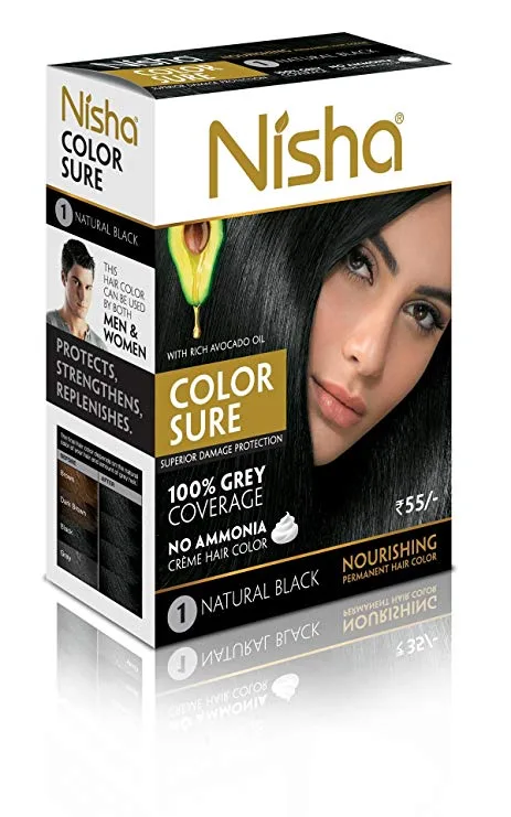 Крем-фарба для волосся безаміачна, 1.0 - чорна 40 мл Nisha Color Sure Hair Color Natural Black