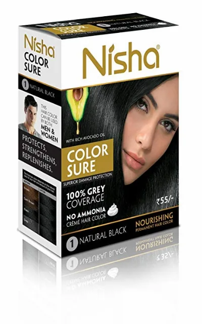 Крем-фарба для волосся безаміачна, 1.0 - чорна 40 мл Nisha Color Sure Hair Color Natural Black