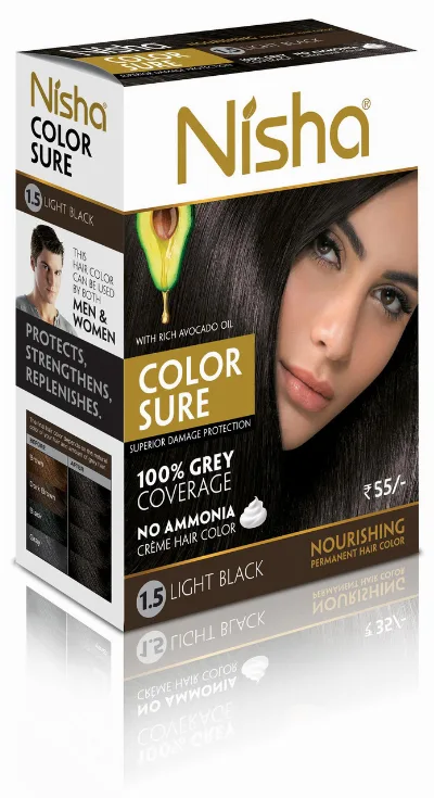 Крем-фарба для волосся безаміачна, 1.5 - світло-чорна 40 мл Nisha Color Sure Hair Color Light Black