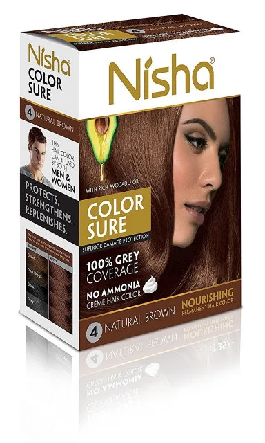 Крем-фарба для волосся безаміачна, 4.0 - коричнева 40 мл Nisha Color Sure Hair Color Natural Brown