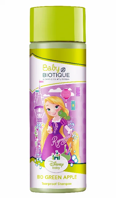 Шампунь дитячий без сліз для дівчаток Зелене Яблуко 190 мл Biotique Disney Baby Girl Tearproof Shampoo Bio Green Apple