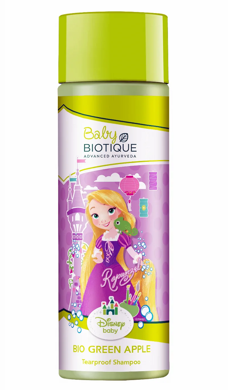 Шампунь детский без слез для девочек Зеленое Яблоко 190 мл Biotique Disney Baby Girl Tearproof Shampoo Bio Green Apple