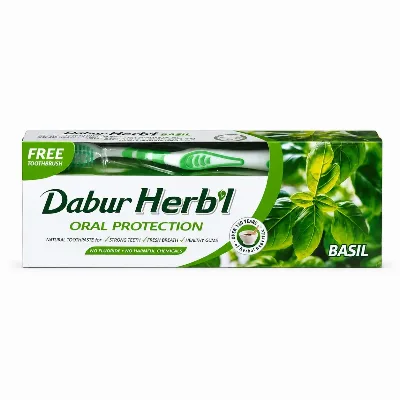 Зубна паста Базилік 150 г + щітка Dabur Herb'l Basil Toothpaste