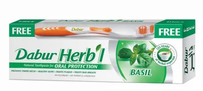 Зубная паста Базилик 150 г + щетка Dabur Herb'l Basil Toothpaste