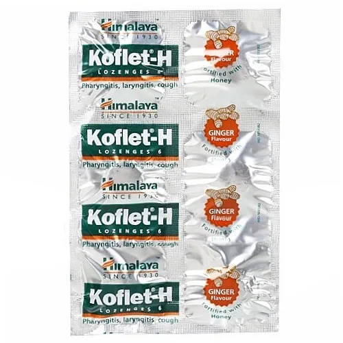 Кофлет, леденцы от кашля с имбирем и медом 6 шт Himalaya Koflet-H Ginger Lozenges