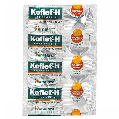 Кофлет, льодяники від кашлю з апельсином і медом 6 шт Himalaya Koflet-H Orange Lozenges