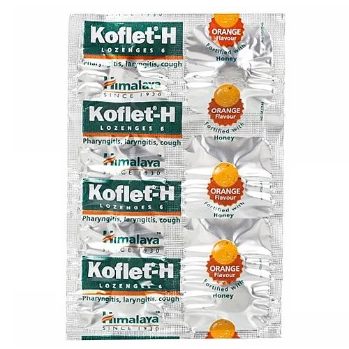 Кофлет, льодяники від кашлю з апельсином і медом 6 шт Himalaya Koflet-H Orange Lozenges