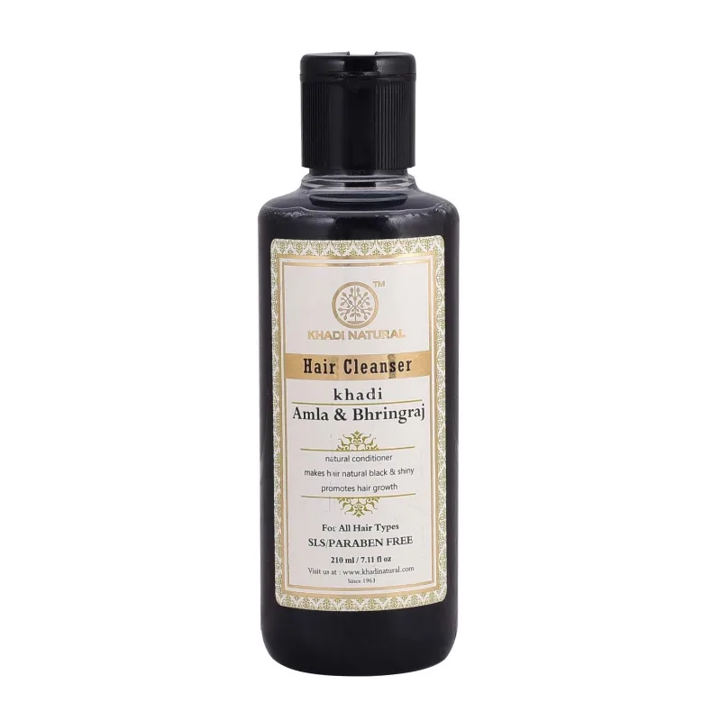 Шампунь бессульфатний Амла і Брінградж 210 мл Khadi Natural Amla and Bhringraj Hair Cleanser SLS/Paraben Free