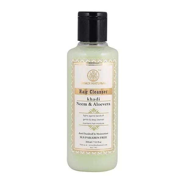 Шампунь бессульфатний Нім і Алое Вера 210 мл Khadi Natural Neem & Aloevera Hair Cleanser SLS/Paraben Free