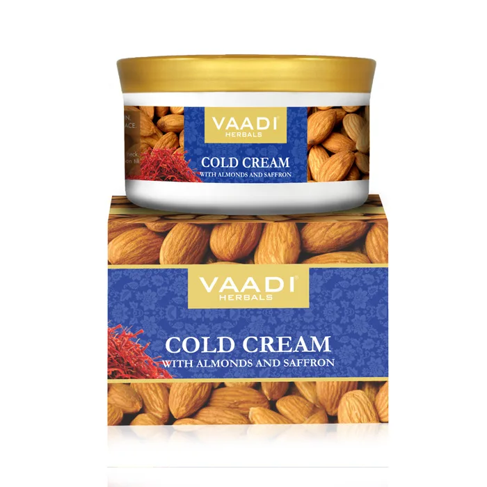 Крем зимовий з мигдальним маслом, алое вера і шафраном 150 г Vaadi Cold Cream with Almond Oil, Aloe Vera & Saffron