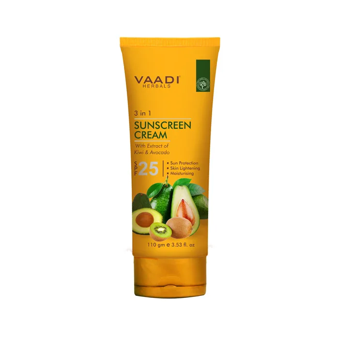 Крем для обличчя і тіла сонцезахисний SPF 25 110 г Vaadi Sunscreen Cream SPF-25 with Extracts of Kiwi & Avocado