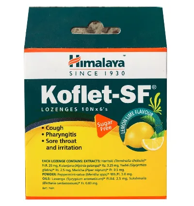 Льодяники від кашлю c лимоном Кофлет без цукру 60 табл Himalaya Koflet-SF Lemon Lime Flavour