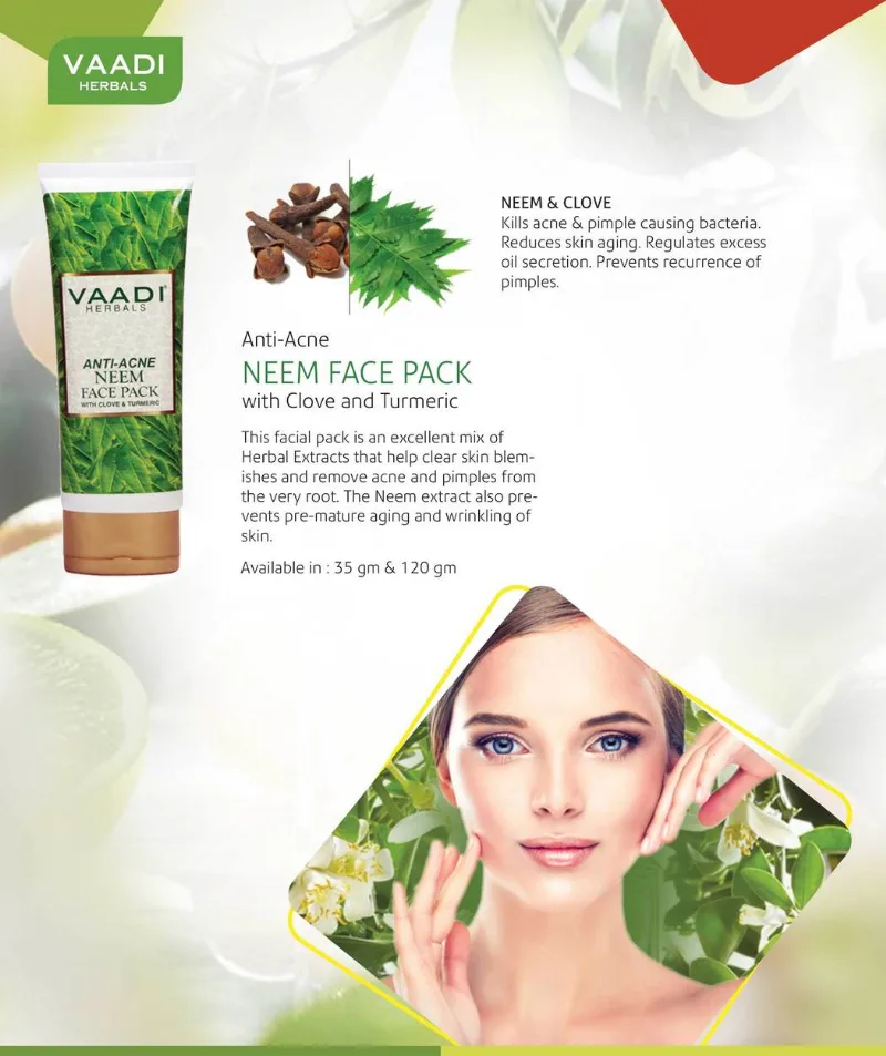 Маска для лица от угревой сыпи с Нимом 120 г Vaadi Anti Acne Neem Face Pack