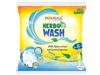 Пральний порошок покращений з Німом і ароматом лимона 1 кг Patanjali Herbo Wash Superior Detergent Powder 1 kg