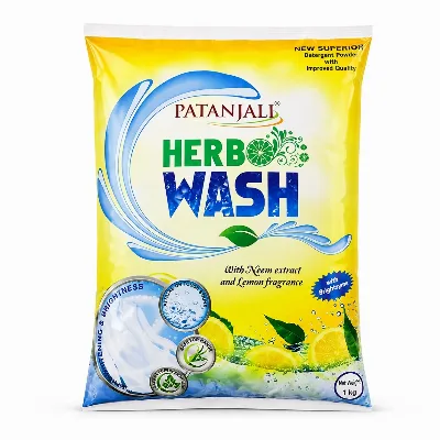 Пральний порошок покращений з Німом і ароматом лимона 1 кг Patanjali Herbo Wash Superior Detergent Powder 1 kg