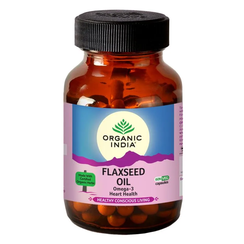 Лляна олія Омега-3 60 капс Organic India Flaxseed Oil Omega-3  60 сaps