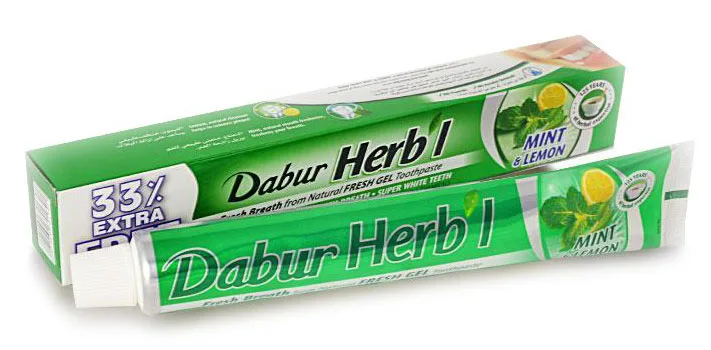 Зубна паста-гель Мʼята та Лимон 80 г Dabur Herb'l Mint and Lemon Green Gel Toothpaste 80 g