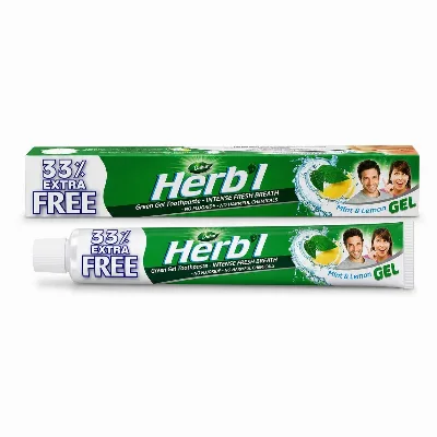 Зубна паста-гель Мʼята та Лимон 80 г Dabur Herb'l Mint and Lemon Green Gel Toothpaste 80 g