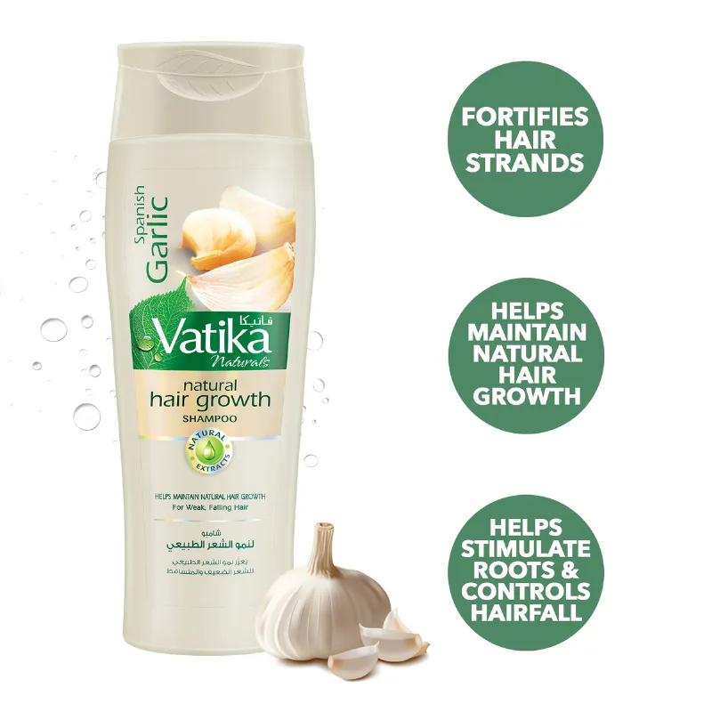 Шампунь з часником для слабкого випадаючого волосся 400 мл Dabur Vatika Garlic Shampoo 400ml