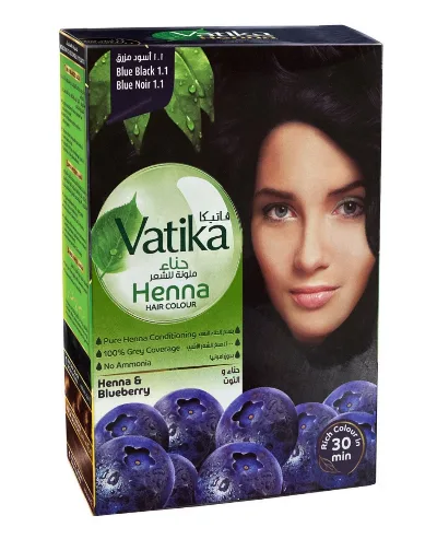 Фарба для волосся на основі порошку хни (Синьо-чорний 1.1) 60 г Dabur Vatika Henna Hair Colours Blue Black