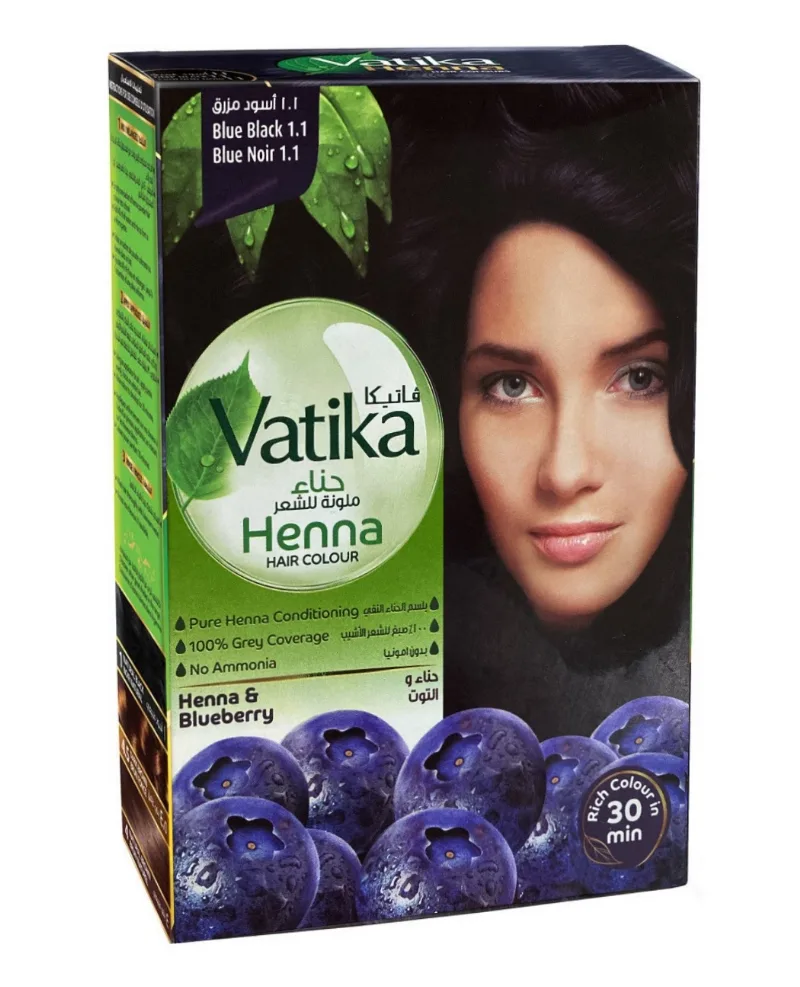 Фарба для волосся на основі порошку хни (Синьо-чорний 1.1) 60 г Dabur Vatika Henna Hair Colours Blue Black