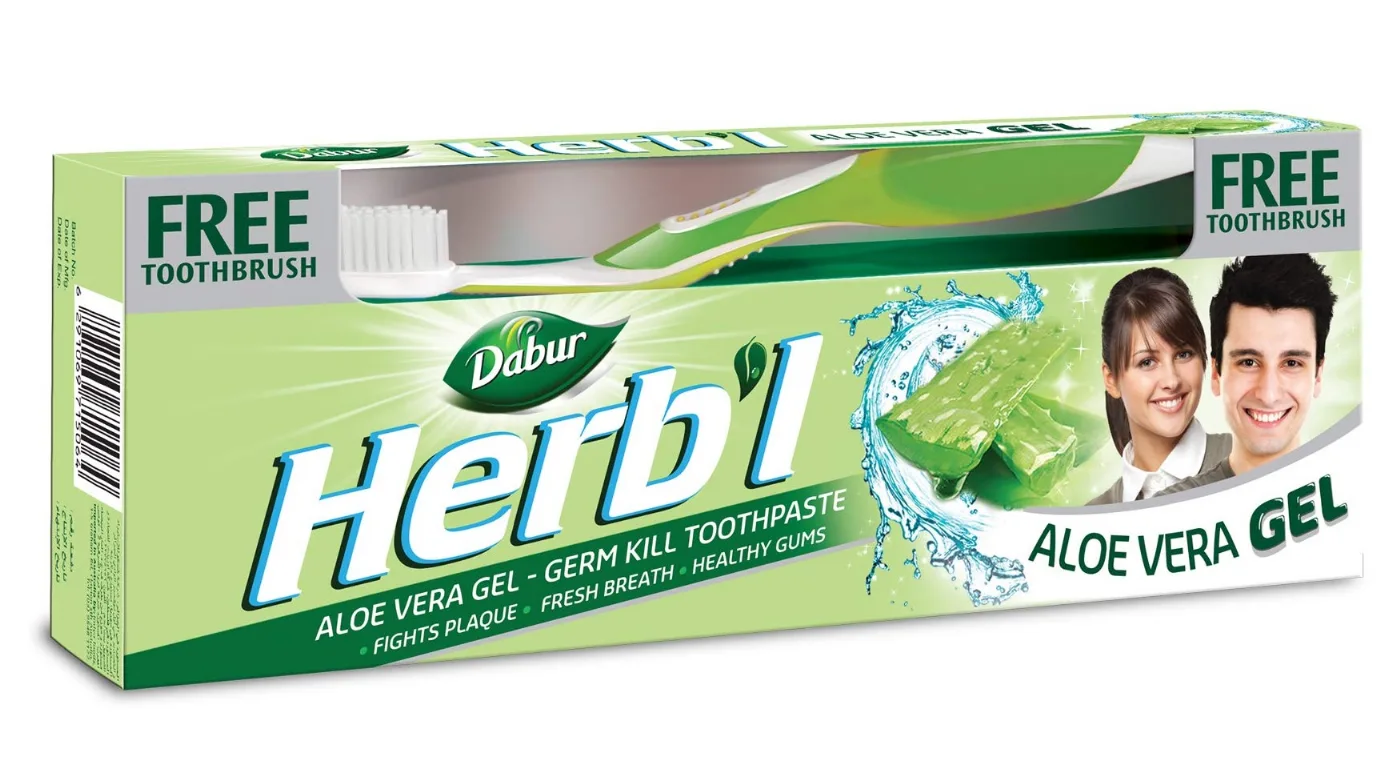 Зубна паста-гель Алое Вера 150 г + щітка Dabur Herb'l Toothpaste Aloe Vera Gel