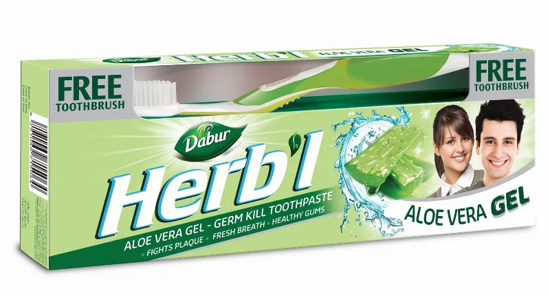 Зубна паста-гель Алое Вера 150 г + щітка Dabur Herb'l Toothpaste Aloe Vera Gel