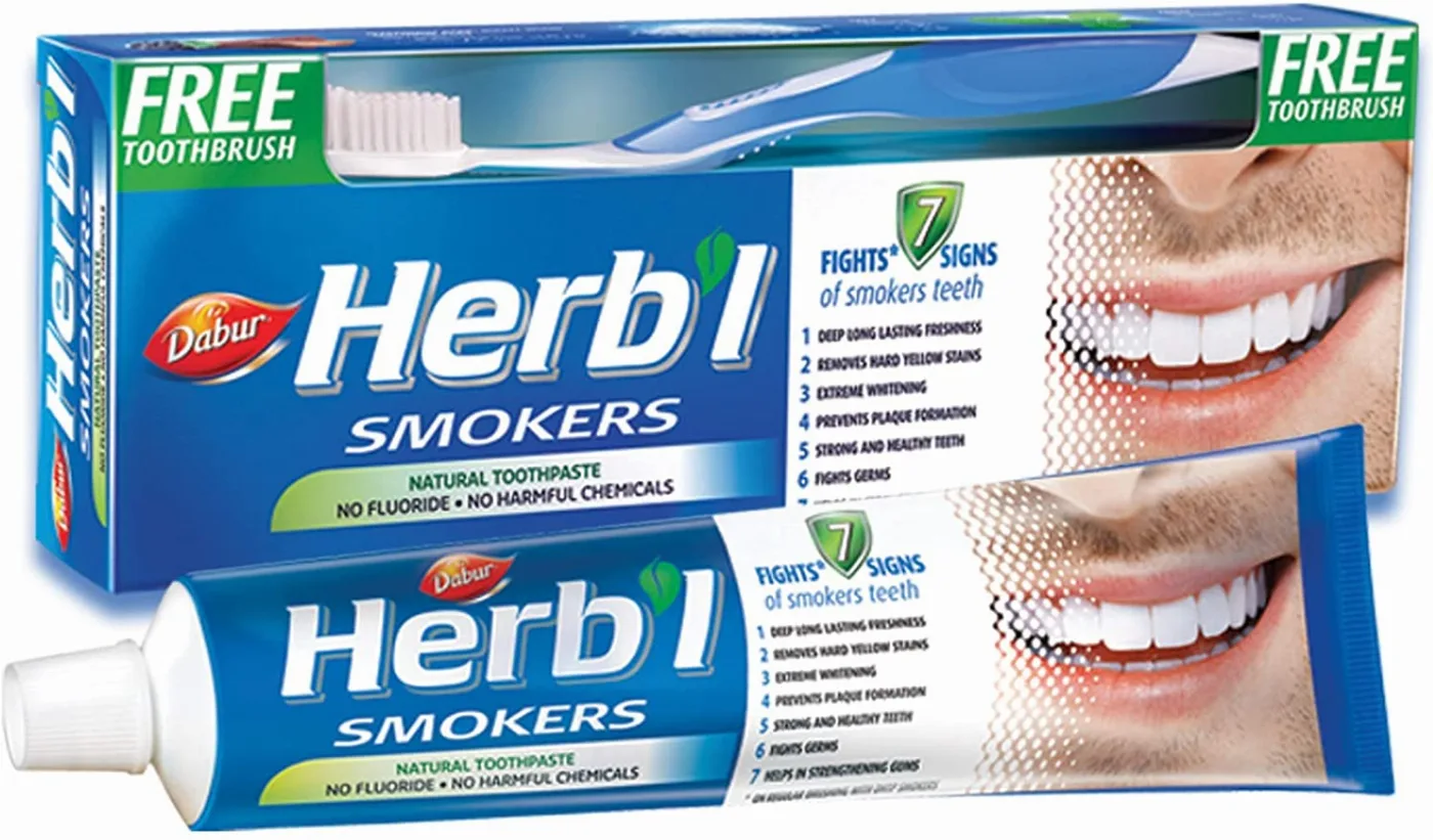 Зубна паста для курців 150 г + щітка Dabur Herb'l Smokers Toothpaste