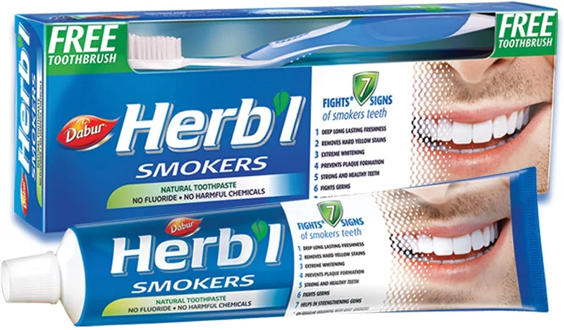 Зубна паста для курців 150 г + щітка Dabur Herb'l Smokers Toothpaste