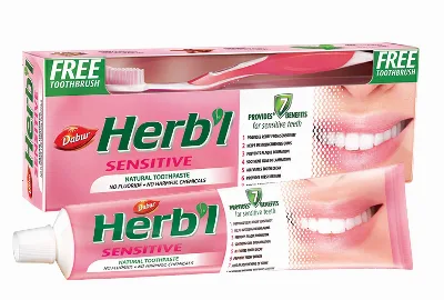 Зубная паста для чувствительных зубов 150 г + щетка Dabur Herb'l Toothpaste Sensitive