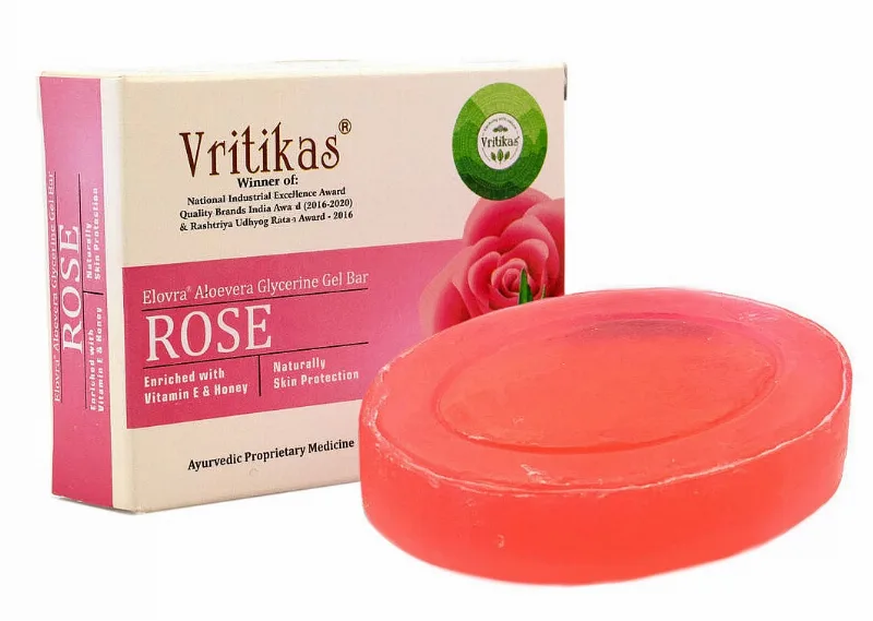 Натуральне мило Троянда з гліцерином 75 г Vritikas Aloevera Glycerine Gel Bar Rose