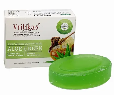 Натуральне мило Алое з гліцерином 75 г Vritikas Aloevera Glycerine Gel Bar Aloe-Green