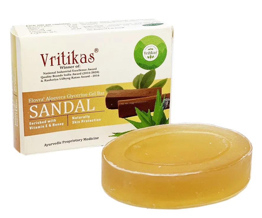Натуральне мило Сандал із гліцерином 75 г Vritikas Aloevera Glycerine Gel Bar Sandal