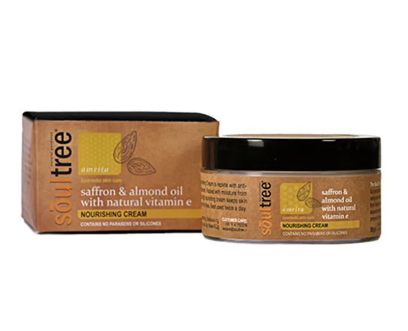 Крем денний живильний з шафраном, мигдальним маслом и вітаміном Е 50 г Soultree Nourishing Cream Saffron & Almond Oil with Natural Vitamin E