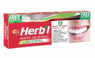 Зубная паста антивозрастная 150 г + щетка Dabur Herb'l Anti Ageing Toothpaste